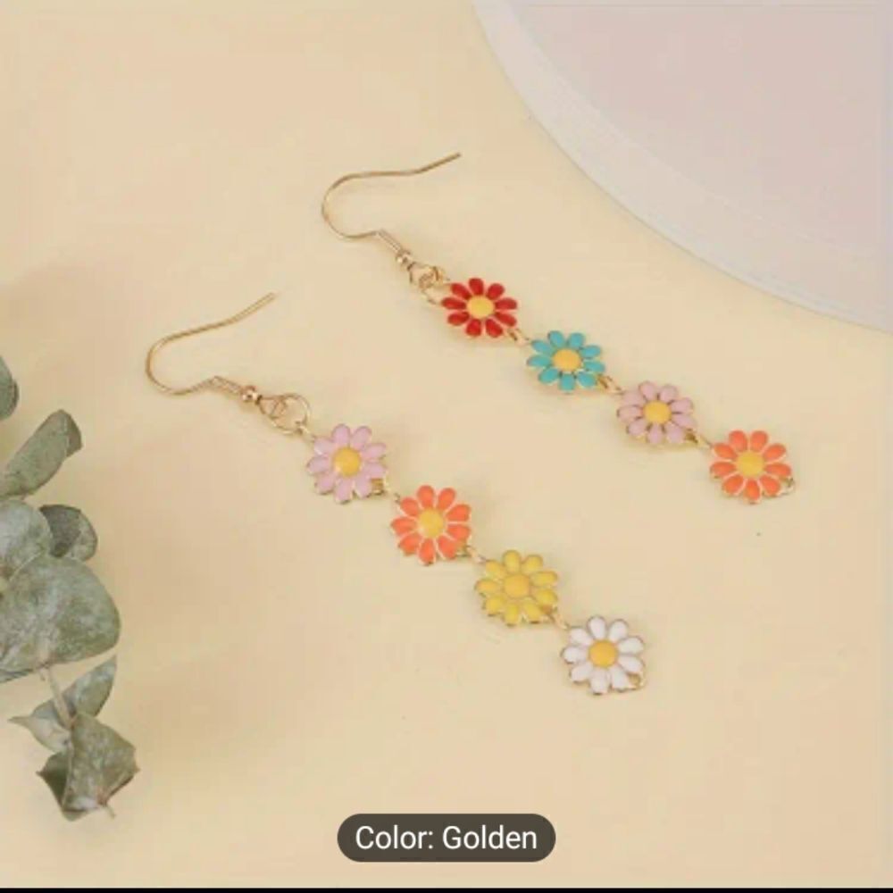 Earrings flower daisy‎ dangle new e40